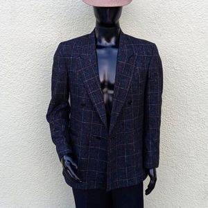 WEBSTER MEN'S VINTAGE "PRIVATE LINE" DOUBLE BREASTED BLACK WINDOW-PAINE BLAZER
